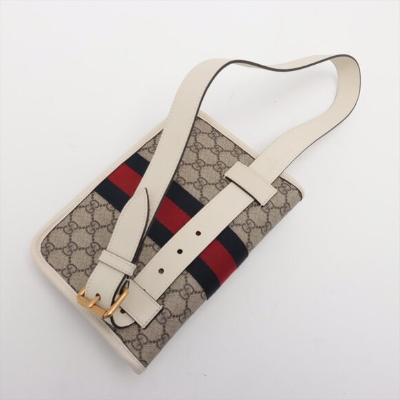 Sold out ❌Gucci GG Supreme PVC & leather Waist Bag Beige 674081 - Picture 5 of 8